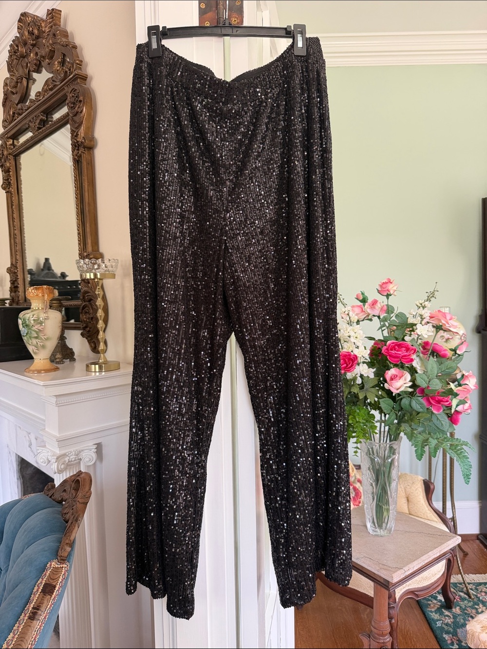Black Sequin Wide-Leg Pants by Cato, size 18/20WP